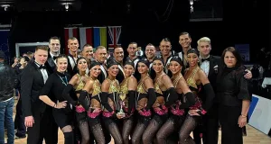 Die A-Formation von Blau-Weiss Buchholz erreichte bei der Weltmeisterschaft in Wien den geteilten fünften Platz. Foto: Privat