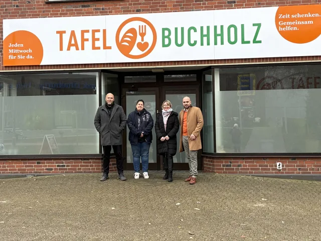 Der Vorstand der Tafel Buchholz e.V. Frank Bökler (v.l.), Sabrina Henning, Julia Bökler und Torben Höft. Foto: ein
