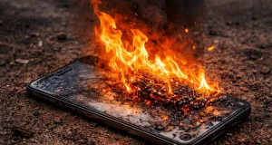 Handy in Flammen. Foto: Symbolbild