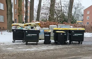 Gelbe Tonnen warten auf die Leerung in Buchholz. Foto: JOTO/Symbolbild